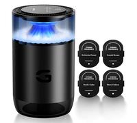 Geinself Smart Car Air Freshener Diffuser, Waterless Essential Oil Diffuser with 4 Modes, 4 Scent Refills, Auto On/Off, USB - C Rechargeable Wireless, Ambient Light for Home/Car Use Black