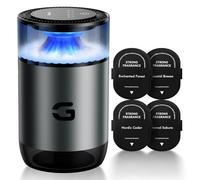 Geinself Smart Car Air Freshener Diffuser, Waterless Essential Oil Diffuser with 4 Modes, 4 Scent Refills, Auto On/Off, USB - C Rechargeable Wireless, Ambient Light for Home/Car Use Grey