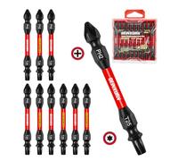 Geinxurn 10Pcs PH2-T25 Impact Double End Screwdriver Bit Set, 2.56 in. #2 Phillips /#25 Torx Power Driver Bits, Magnetic S2 Steel Two Sides Screwdriver Bits Set with Storage M-Box
