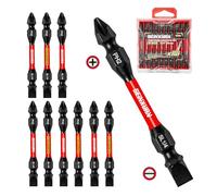 Geinxurn 10Pcs SL1/4-PH2 Impact Double End Screwdriver Bit Set, 2.56 in. #2 Phillips/Power Driver Bits, Magnetic S2 Steel Two Sides Screwdriver Bits Set with Storage M-Box