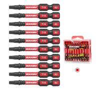 Geinxurn 10Pieces 2 in. T15 Impact Tough Magnetic Screwdriver Bit Set, #15 Torx Head Power Bits, S2 Alloy Steel Star Bits with Storage M-Box