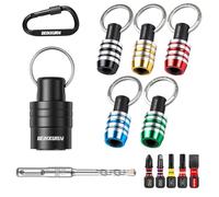 Geinxurn 12Pcs Bit Holder Keychain Set,1/4" Hex & SDS Shank Quick Release and Change Drill Bit Organizer with SDS Plus Rotary Hammer Drill Bits and Screwdriver Bit for Masonry Construction Worker