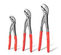 GEINXURN 180 mm/250 mm/300 mm Water Pump Pliers Set, 3PCS Groove Joint Pliers V-Jaw with Push-Lock, Fast Adjustable Slip Joint Pliers Set for Plumbing, Home Repair, and Pipe Fittings