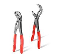 GEINXURN 180mm/7-Inch Water Pump Pliers, 2PCS Groove Joint Pliers V-Jaw with 17-Position Push-Lock, Fast Adjustable Slip Joint Pliers Set for Plumbing, Home Repair, and Pipe Fittings