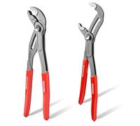 GEINXURN 250mm/10-Inch Water Pump Pliers, 2PCS Groove Joint Pliers V-Jaw with 24-Position Push-Lock, Fast Adjustable Slip Joint Pliers Set for Plumbing, Home Repair, and Pipe Fittings