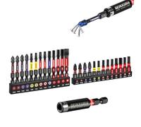 Geinxurn 27pcs Impact Screwdriver Bits Set (Phillipes, Pozidriv, Torx, Hex, Slotted), 25 mm 50 mm Ph Pz Tx Magnetic S2 Steel Cross Driver Bits Set and 1pc Impact Bit Holder with Color Coded Base