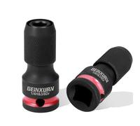 Geinxurn 2PCS Impact Screwdriver Bit Holders, 3/8-Inch Square Drive to 1/4-Inch Quick Release Hex Socket Adapter for Impact Wrench