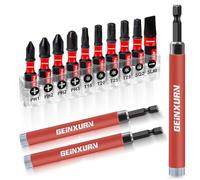 Geinxurn 3 PCS Drive Guide with Self Retracting Sleeve(5”) and 10 Pcs Screwdriver Bit, 5Inches Magnetic Drill Bit Tip Holder for Prevent Screws Shaking When Driving