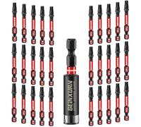 GEINXURN 30 Pieces T25 50 mm Screwdriver Bits Set, Impact Tough Magnetic #25 Torx Head Power Bits, S2 Alloy Steel T25 Drill Bits with 1Pcs Impact Bit Holder