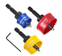 GEINXURN 3pc M42 Bi-Metal Hole Saw Set 22/29/35mm with Pilot Drill & Hex Key - Hex Shank Hole Cutter for Thin Metal, Stainless Steel, Aluminium, Copper, Wood, Plastic - for DIY & Professional Use