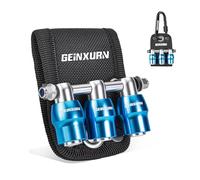 Geinxurn 3Pcs Blue 1/4” Shank Bit Holder Set, Magnetic Drill Bit Holder with Polyester Belt Loop Organizer, Double Lock Quick Release & Change Aluminum Bits Storage with Carabiner for Outdoor Work