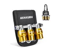 Geinxurn 3Pcs Gold 1/4” Shank Bit Holder Set, Magnetic Drill Bit Holder with Polyester Belt Loop Organizer, Double Lock Quick Release & Change Aluminum Bits Storage with Carabiner for Outdoor Work