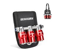 Geinxurn 3Pcs Red 1/4” Shank Bit Holder Set, Magnetic Drill Bit Holder with Polyester Belt Loop Organizer, Double Lock Quick Release & Change Aluminum Bits Storage with Carabiner for Outdoor Work