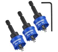 Geinxurn 4PCS Impact Small Thinwall Hole Saw Set, 22mm M42 Cobalt BI-Metal Hole Cutter Kit with Pilot Drill Bit & 1 PC Hex Key, Fast Cutting for Thin Metal, Wood, PVC, Drywall
