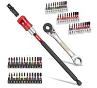 GEINXURN 59Pcs Screwdriver Set with 2-in-1 Dual End Ratchet Wrench,Bit Holder, 1/4" Socket Adapter, and 1”Impact Magnetic (Phillips/Torx/Hex) Screwdriver Bit Stored in Coded Base for Bicycle, DIY