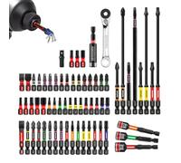 Geinxurn 66Pieces Impact Screwdriver Bits Set, Magnetic S2 Steel Phillips/Slotted/Square/Torx/Hex Insert Power Bits Tips with Impact Bit Holder and Impact Nut Driver and Mini Wrench