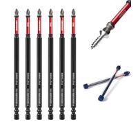 Geinxurn 6Pcs Diamond Coated Impact Screwdriver Bit Set, 6 Inches #2 Phillips Power Driver Bits, Magnetic S2 Steel PH2 Screwdriver Bits Set with Tubes Package