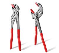 GEINXURN 7-Inch Pliers Wrench, 2PCS Smooth V-Jaw Pliers with 15-Position Push-Lock, Fast Adjustable Slip Joint Pliers Set for Plumbing, Home Repair, and Pipe Fittings