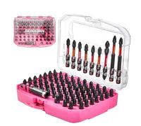 Geinxurn 83-Piece Impact Resistant Screwdriver Phillips Pozidriv Bits Set, PH2 PZ2 Long Bit Set, S2 Steel, Magnetic 1/4 Inch Hex Shank, Includes Bit Holder with Pink Storage Box