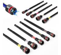 Geinxurn Impact Nut Driver Set, 10 Pieces 150mm Long Metric 6mm, 8mm, 10mm, 11mm, 13mm, Magnetic 1/4 Hex Shank Nut Setter Drill Driver Bits Cr-v Quick Change Socket Adapter for Impact Screwdriver