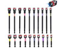 Geinxurn Impact Nut Driver Set, 20 Pieces 65 mm 150mm Long Metric 5mm, 5.5mm, 6mm, 7mm, 8mm, 9mm, 10mm, 11mm, 12mm, 13mm Magnetic 1/4 Hex Shank Nut Setter Drill Driver Bits Cr-v Quick Change Socket