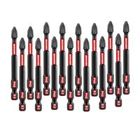 GEINXURN Impact Tough Phillips Magnetic Screwdriver Bit Set, 15 Pieces PH2 75 mm Insert S2 Steel Drill Driver Bits, Universal 1/4" Hex Shank for Power Drivers, Bulk