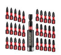 GEINXURN Impact Tough PZ1 PZ2 PZ3 25 mm Magnetic Screwdriver Bit Set, 30 Pieces Pozi Driver Drill Bits S2 Steel with 1Pcs Impact Bit Holder, Bulk