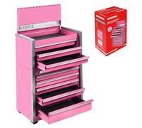 Geinxurn Mini Tool Box 3 Drawer Micro Top Chest and 5 Drawer Micro Roll Cab with Magnetic Locking Stackable Portable Hand Carry Tool Cases for Tools Storage (Pink)
