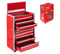 Geinxurn Mini Tool Box 3 Drawer Micro Top Chest and 5 Drawer Micro Roll Cab with Magnetic Locking Stackable Portable Hand Carry Tool Cases for Tools Storage (Red)