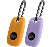 Geiomoo Silicone Case for Tile Pro 2022 Tracker, Soft Flexible Scratch Resistant Cover with Carabiner (2 Pack Orange+Lilac)