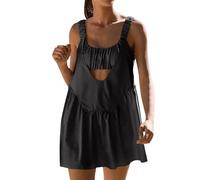 GEIPOT Women Tennis Dress with Built in Shorts and Bra Sleeveless Casual Summer Backless Golf Dress Workout Dresses (Black,2XL)