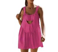 GEIPOT Women Tennis Dress with Built in Shorts and Bra Sleeveless Casual Summer Backless Golf Dress Workout Dresses (Rose red,S)
