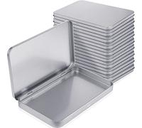 Geiserailie 10 Pack Rectangular Metal Tin Box with Lid Metal Hinged Lid Tin Empty Box Container Storage for Watercolor Jewelry Pen Eraser Pill Candy Craft Organize 7.0 x 4.2 x 0.6'' (Sliver)