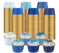 Geiserailie 100 Pcs Blue Jean Cupcake Liners Denim Cupcake Foil Wrappers Snack Bowls for Baby Shower Parties Wedding Bridal Shower Birthday Supplies