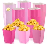 Geiserailie 100 Pcs Mini Popcorn Boxes for Party Colorful Paper Candy Favor Containers Buckets Supplies for Movie Theater Birthday Carnival Bridal Decorations(Pink,Classic Style)
