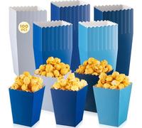 Geiserailie 100 Pcs Mini Popcorn Boxes for Party Colorful Paper Candy Favor Containers Buckets Supplies for Movie Theater Christmas Birthday Carnival Bridal Decorations(Blue)