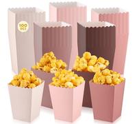 Geiserailie 100 Pcs Mini Popcorn Boxes for Party Colorful Paper Candy Favor Containers Buckets Supplies for Movie Theater Birthday Carnival Bridal Decorations(Nude Pink,Classic Style)