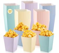 Geiserailie 100 Pcs Mini Popcorn Boxes for Party Colorful Paper Candy Treat Favor Containers Buckets Supplies for Movie Theater Back to School Birthday Carnival Bridal Decorations(Pastel)