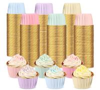 Geiserailie 100 Pcs Pastel Cupcake Liners Pastel Cupcake Foil Wrappers Snack Bowls for Parties Wedding Bridal Shower Birthday Supplies