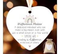 Geiserailie 2 Pcs Appreciation Gifts Set Difference Maker, Inspirational Ceramic Ornament with Burlap Bag, Gifts for Teachers, Friends, Employees, Coworkers, Family, Colleague, Christmas Decoration