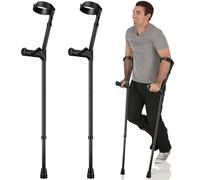Geiserailie 2 Pcs Forearm Crutches for Adults Adjustable Elbow Crutches with Metal Spine Articulating Arm Cuff TPR Hand Grip and Wider Rubber Tip Lightweight Support Arm Crutches for Leg Injury