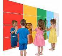 Geiserailie 20 Pcs 5 Color Square Sensory Wall Mirror Acrylic Bubble Mirror for Wall Decoration Toys for Kids Home or Classroom - Sensory Room Decor - Visual, Tactile Stimulation