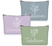 Geiserailie 3 Pieces Trousse de Maquillage Petite Trousse de Toilette Avec Inscription Zippée Portefeuille de Voyage Pour Femmes et Filles, Three colours