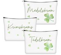 Geiserailie 3 Pieces Trousse de Maquillage Petite Trousse de Toilette Avec Inscription Zippée Portefeuille de Voyage Pour Femmes et Filles, Clover leaf, clover leaf