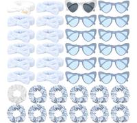 Geiserailie 36 Pcs Bachelorette Party Accessories 12 Bride Spa Headbands 12 Satin Bridesmaid Scrunchies Ties 12 Bachelorette Sunglasses Dusty Blue Bridesmaids Proposal Gifts for Wedding Party Favors