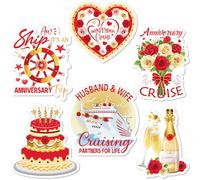 Geiserailie 5 Pcs Anniversary Cruise Door Magnets Honeymoon Cruise Ship Door Magnetic Decorations Magnet Stickers for Refrigerator Carnival Fridge Garage, 7.6 x 6.2 Inch