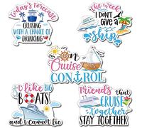 Geiserailie 5 Pcs Cruise Door Magnetic Decorations Large Cruise Door Magnets Yacht Wall Magnets Decor Funny Magnetic Sticker Decorations, 7.6 x 6.2 Inch(Fresh Style)
