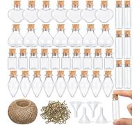 Geiserailie 50 Pieces Small Tiny Plastic Spell Jars Bottle with Cork Stopper Witchy Gifts Witchcraft Supplies Wishing Bottles with Eye Screws Funnel Rope for DIY Crafts(Plastic, Style A)