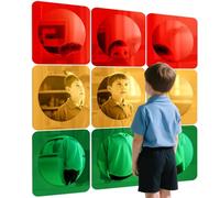 Geiserailie 9 Pcs Christmas Sensory Wall Mirror Acrylic Bubble Mirror Toys for Classroom Calming Corner Items - Sensory Room Have Visual, Tactile Stimulation (10 x 10 Inch,Red,Yellow,Green)