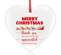 Geiserailie Christmas Ceramic Thank You Gift Christmas Heart Keepsake Ornament Ceramic Thanks You Plaque Xmas Appreciation Gift Hanging Ornaments for Family Colleague Friend Employee Coworker